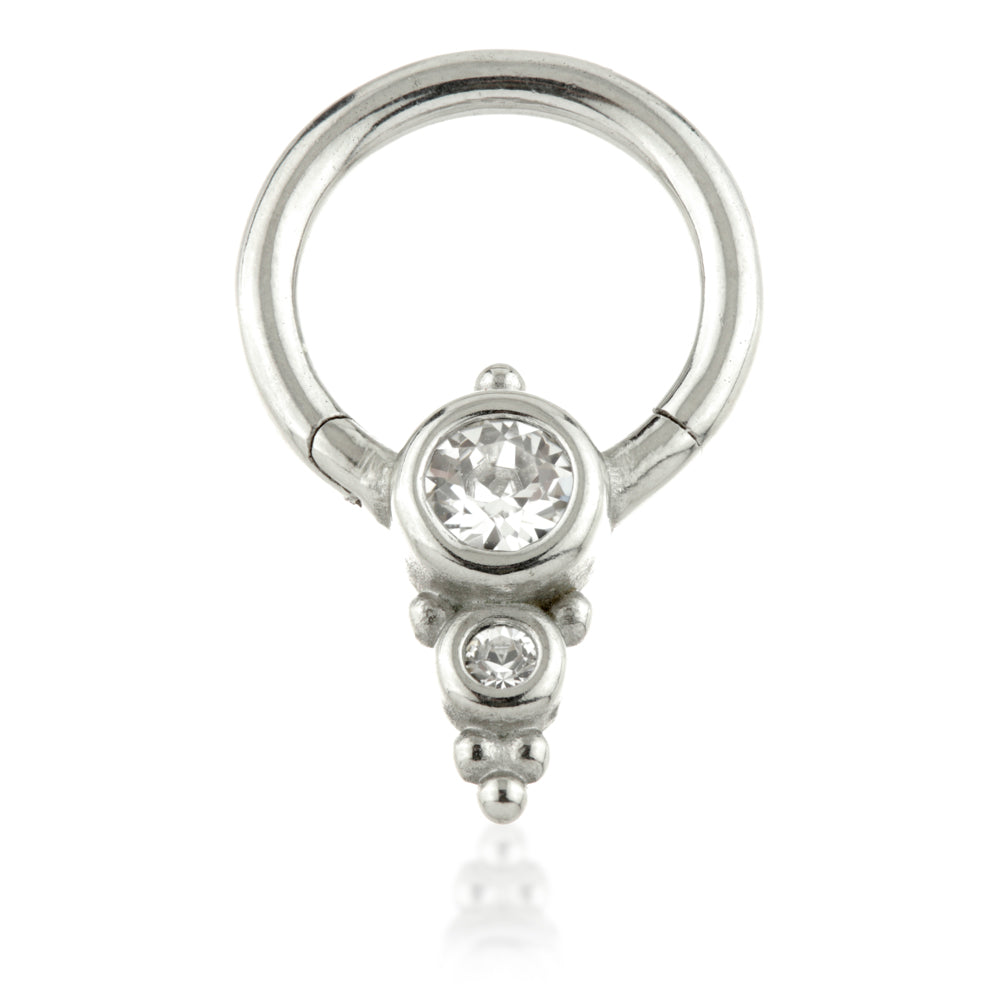 Steel Couture Double Gem Cluster Hinge Segment Ring