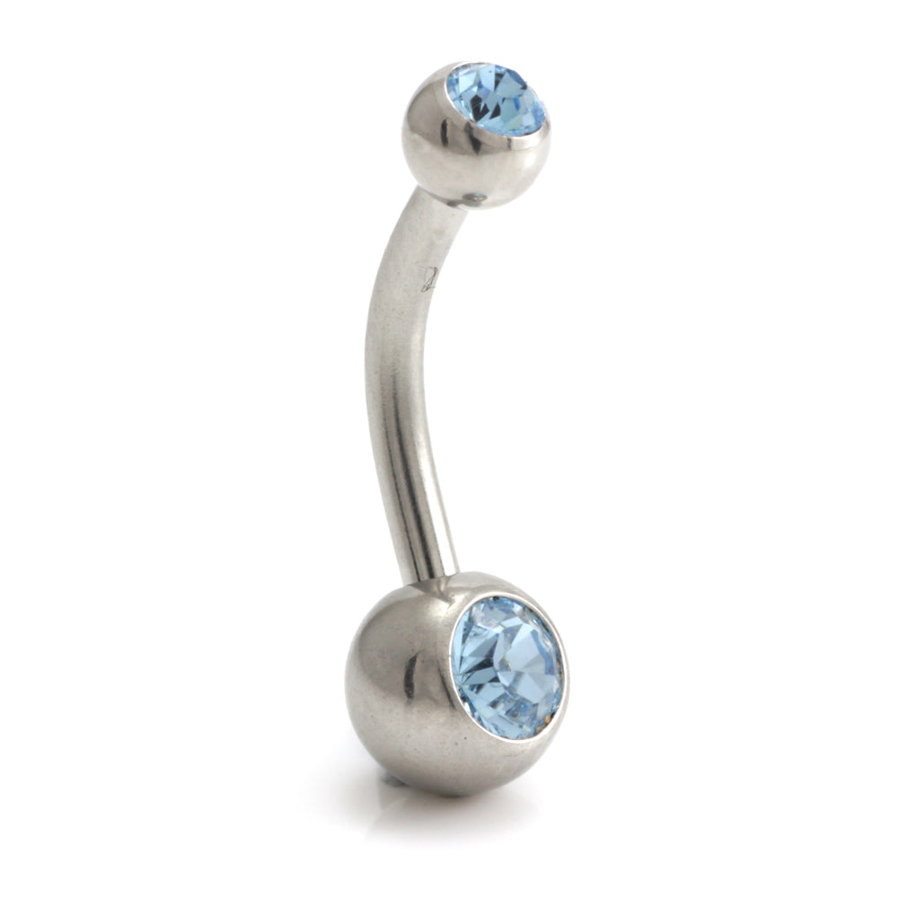 Steel External Thread Baby Double Jewelled Navel Bar