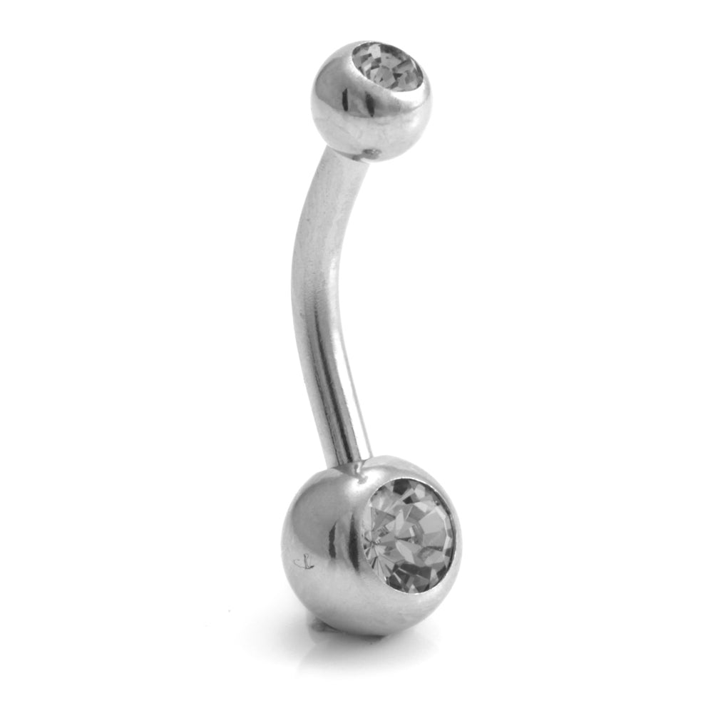 Steel External Thread Baby Double Jewelled Navel Bar