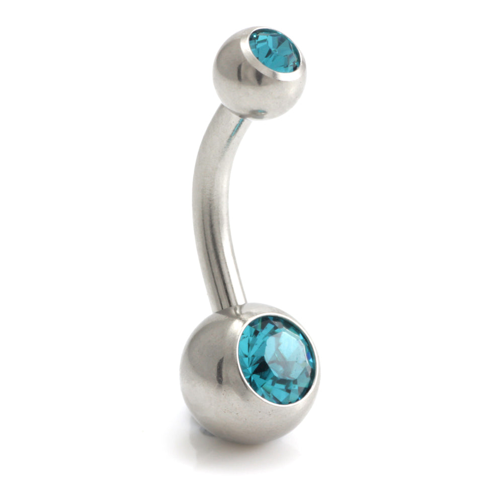 Steel External Thread Baby Double Jewelled Navel Bar
