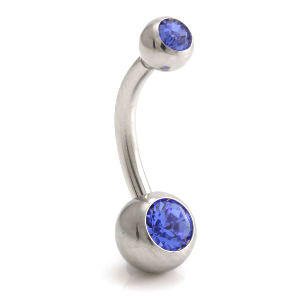 Steel External Thread Baby Double Jewelled Navel Bar
