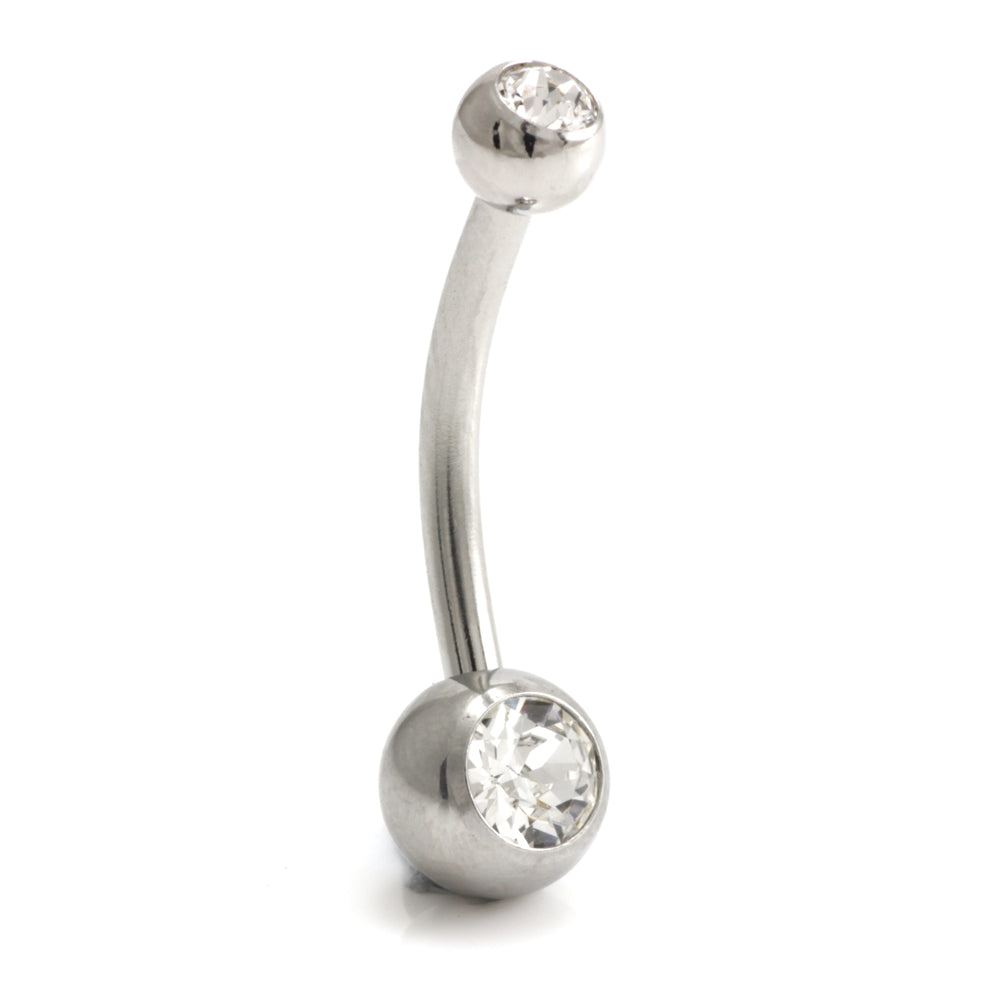 Steel External Thread Baby Double Jewelled Navel Bar