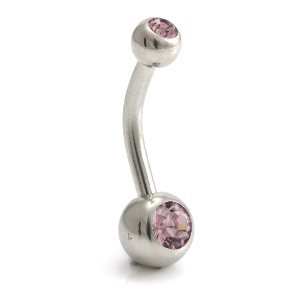Steel External Thread Baby Double Jewelled Navel Bar