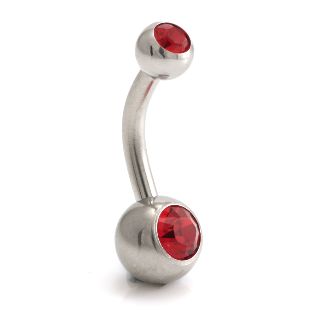 Steel External Thread Baby Double Jewelled Navel Bar