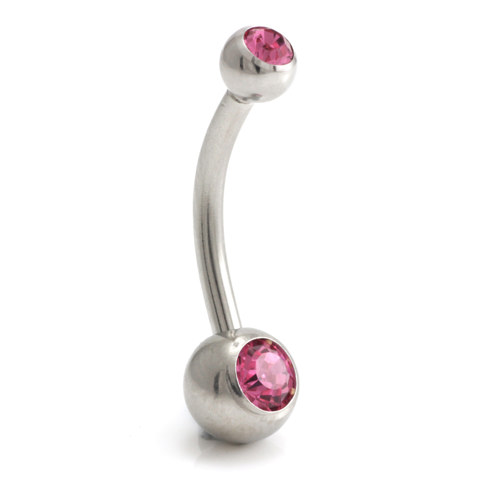 Steel External Thread Baby Double Jewelled Navel Bar