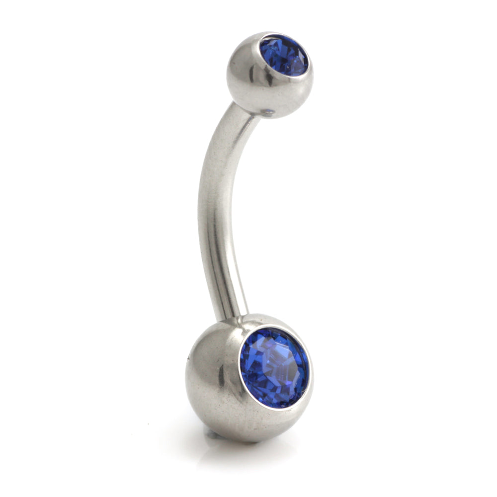 Steel External Thread Baby Double Jewelled Navel Bar