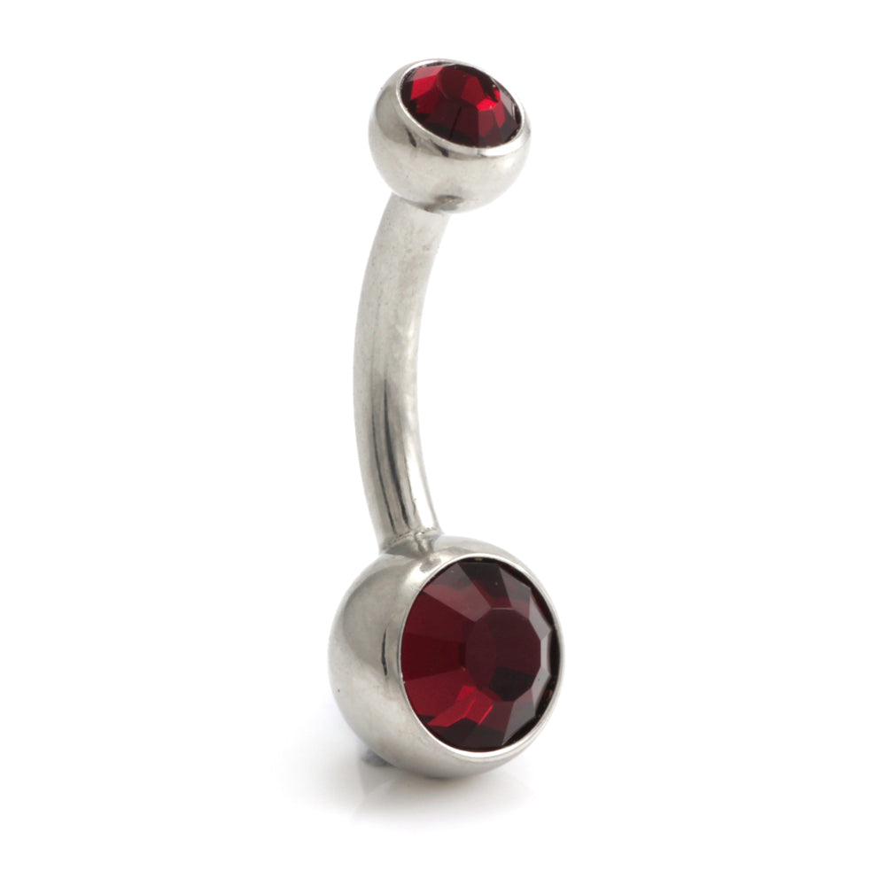 Steel External Thread Baby Double Jewelled Navel Bar