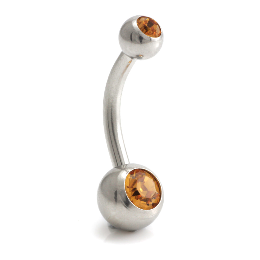 Steel External Thread Baby Double Jewelled Navel Bar