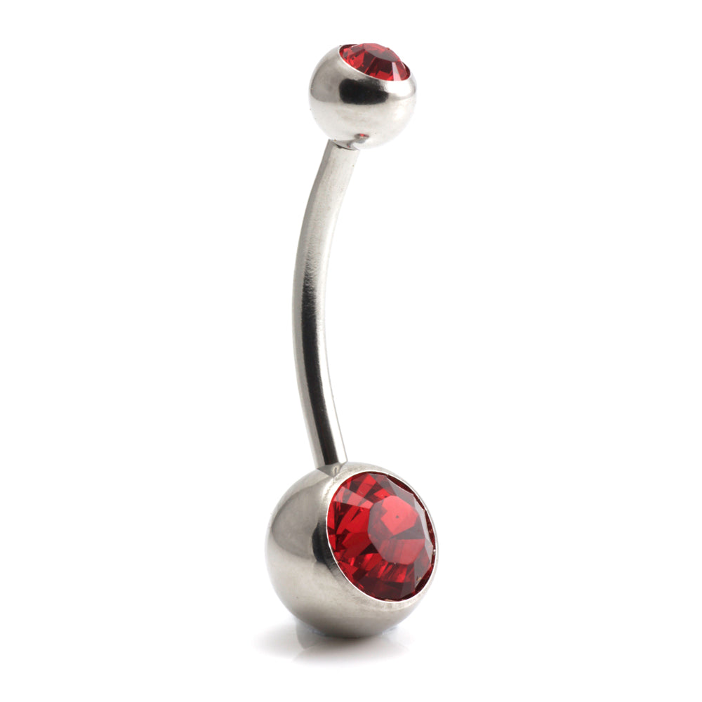 Steel External Thread Double Jewelled Navel Bar