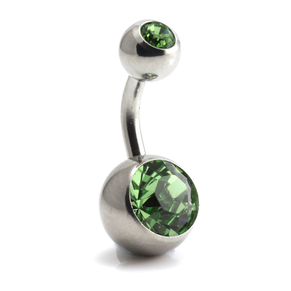 Steel External Thread Double Jewelled Navel Bar