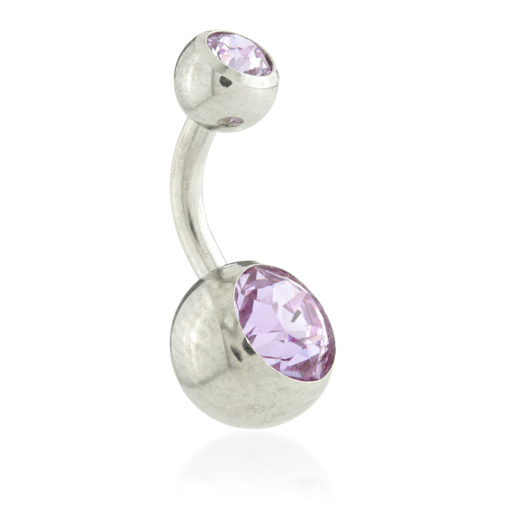Steel External Thread Double Jewelled Navel Bar