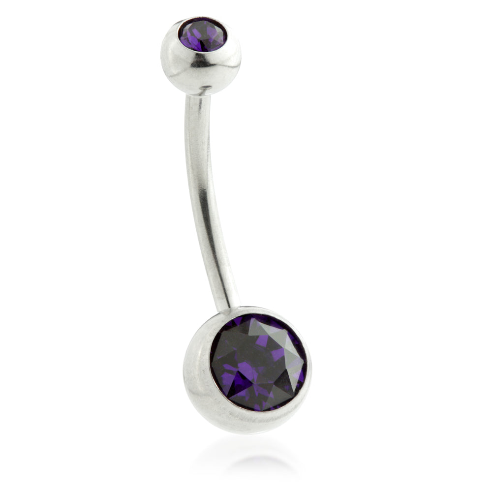 Steel External Thread Double Jewelled Navel Bar