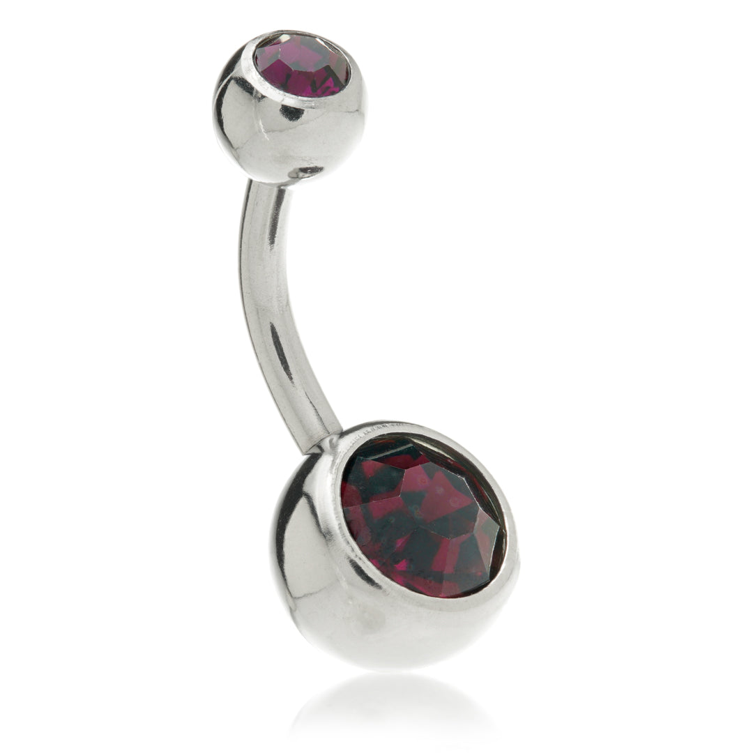 Steel External Thread Double Jewelled Navel Bar