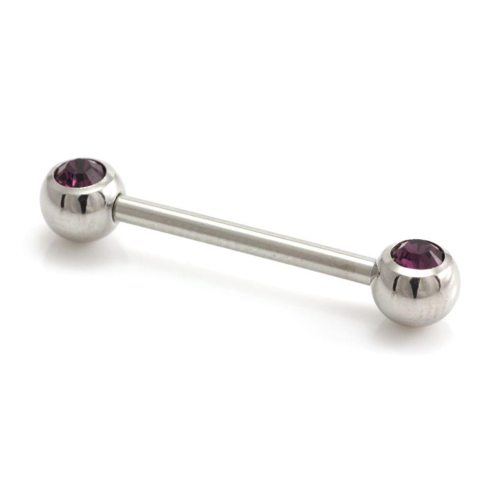 Steel External Thread Forward Facing Double Gem Barbell