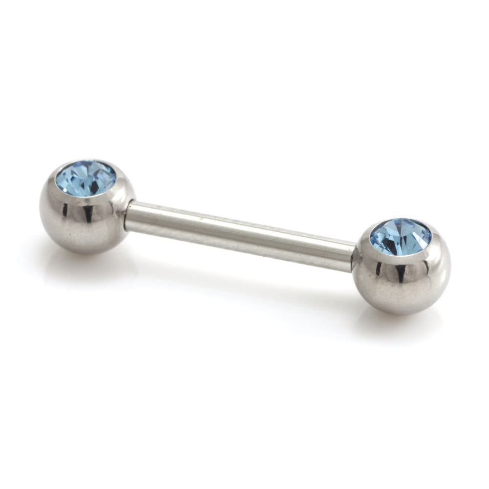 Steel External Thread Forward Facing Double Gem Barbell