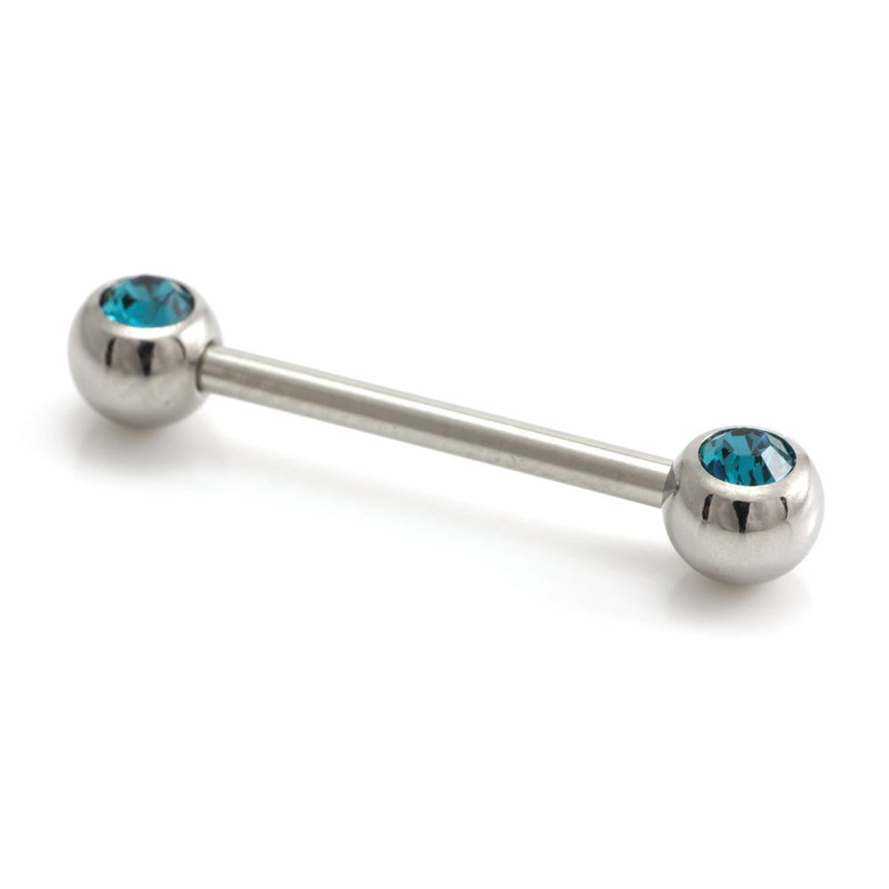 Steel External Thread Forward Facing Double Gem Barbell