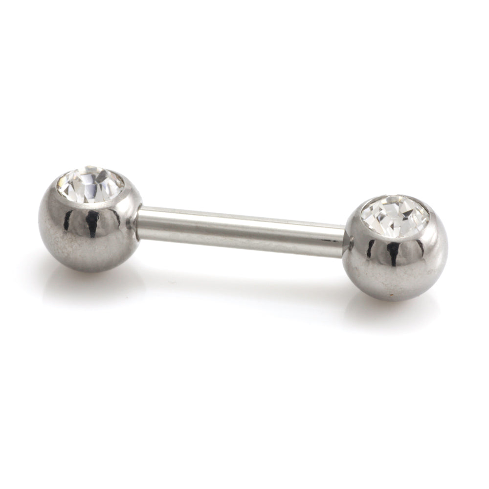 Steel External Thread Forward Facing Double Gem Barbell