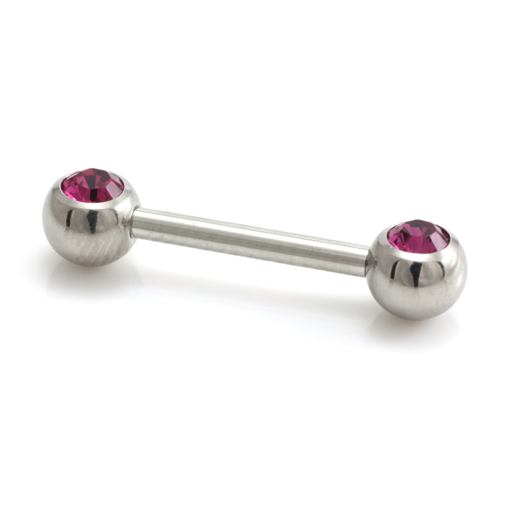 Steel External Thread Forward Facing Double Gem Barbell