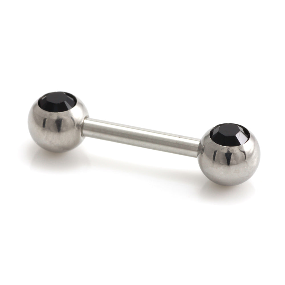 Steel External Thread Forward Facing Double Gem Barbell