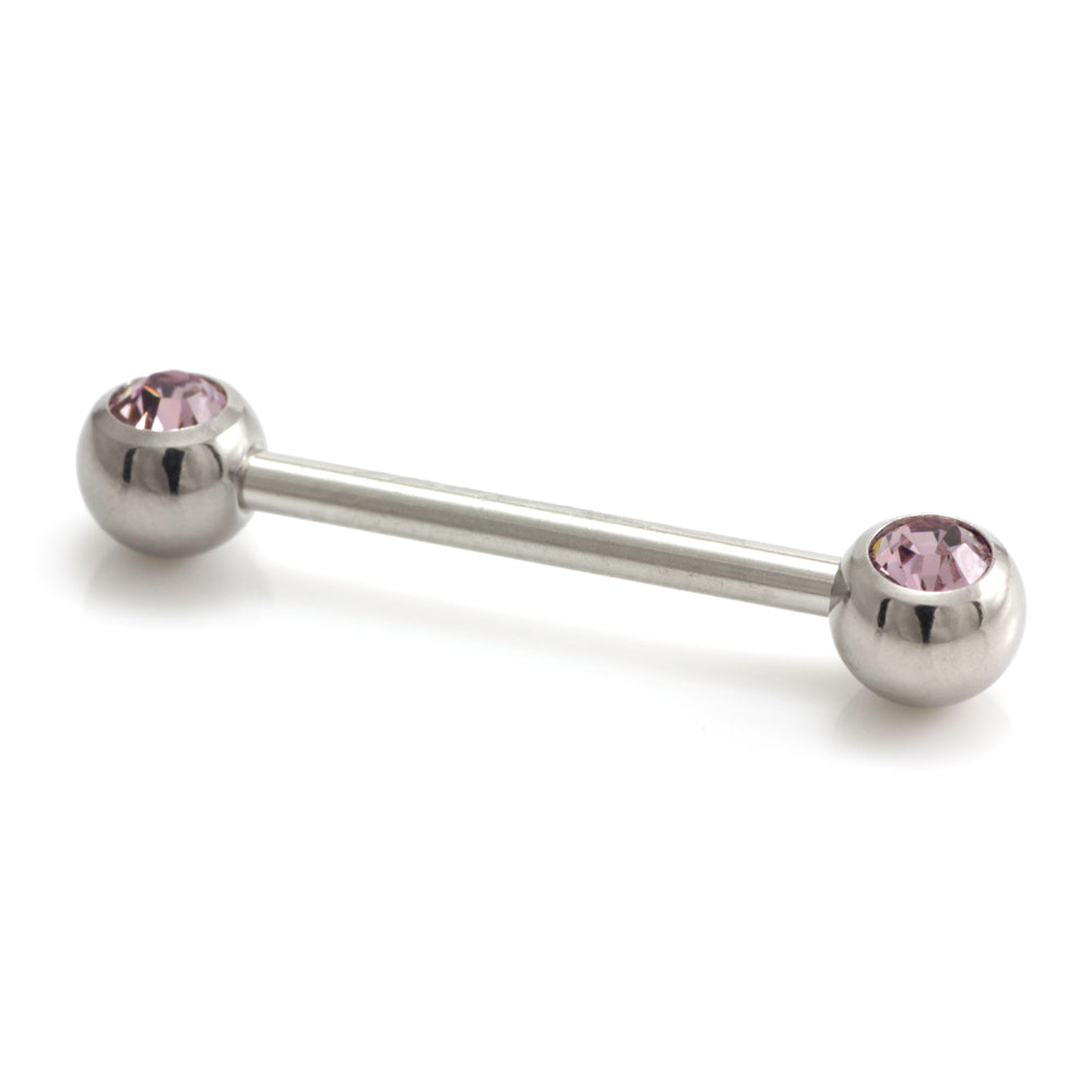Steel External Thread Forward Facing Double Gem Barbell