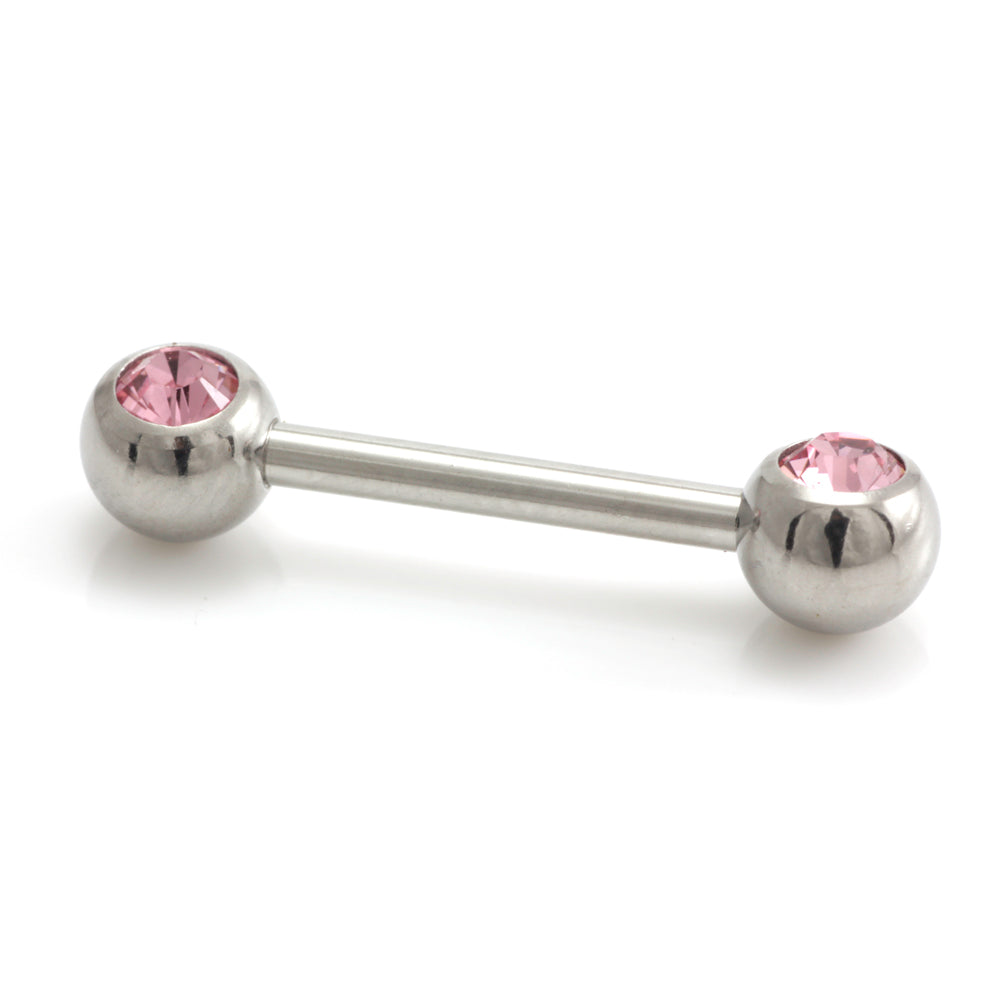 Steel External Thread Forward Facing Double Gem Barbell