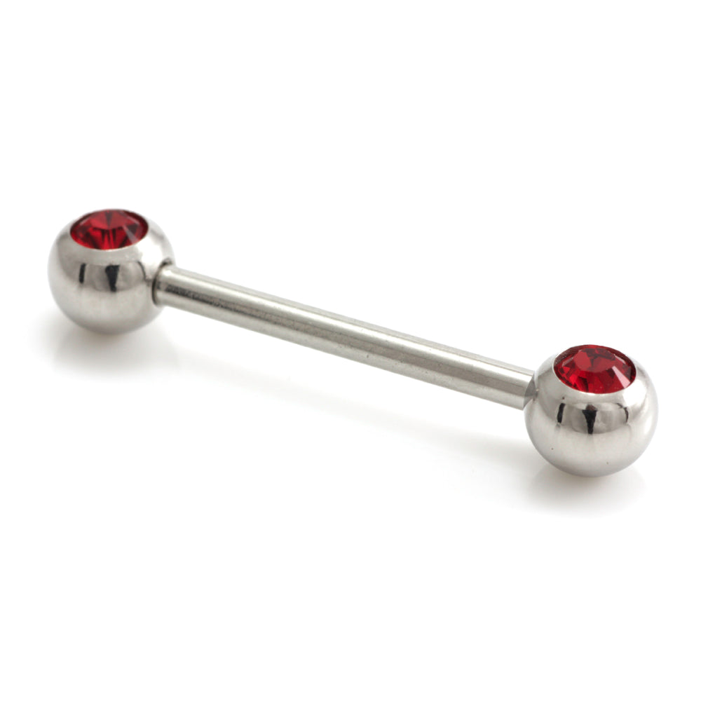 Steel External Thread Forward Facing Double Gem Barbell