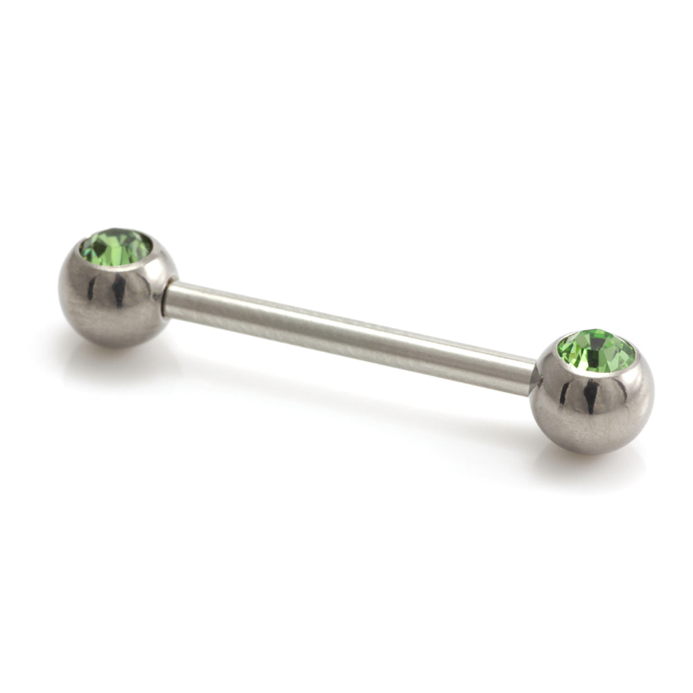 Steel External Thread Forward Facing Double Gem Barbell