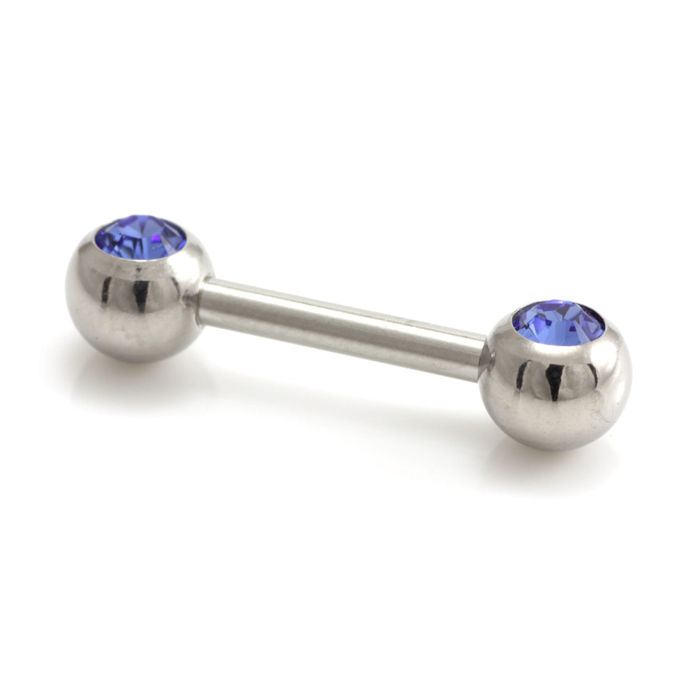 Steel External Thread Forward Facing Double Gem Barbell