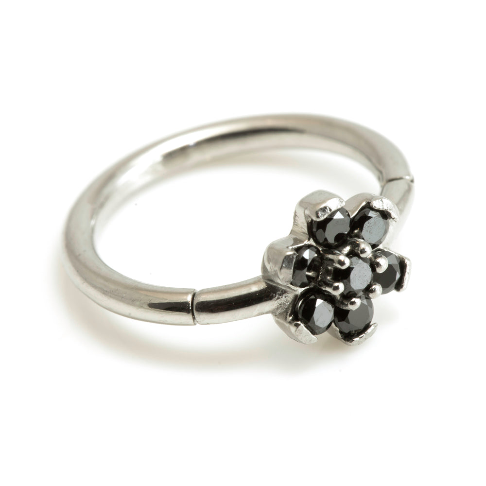 Steel Flower Gem Hinged Micro Ring