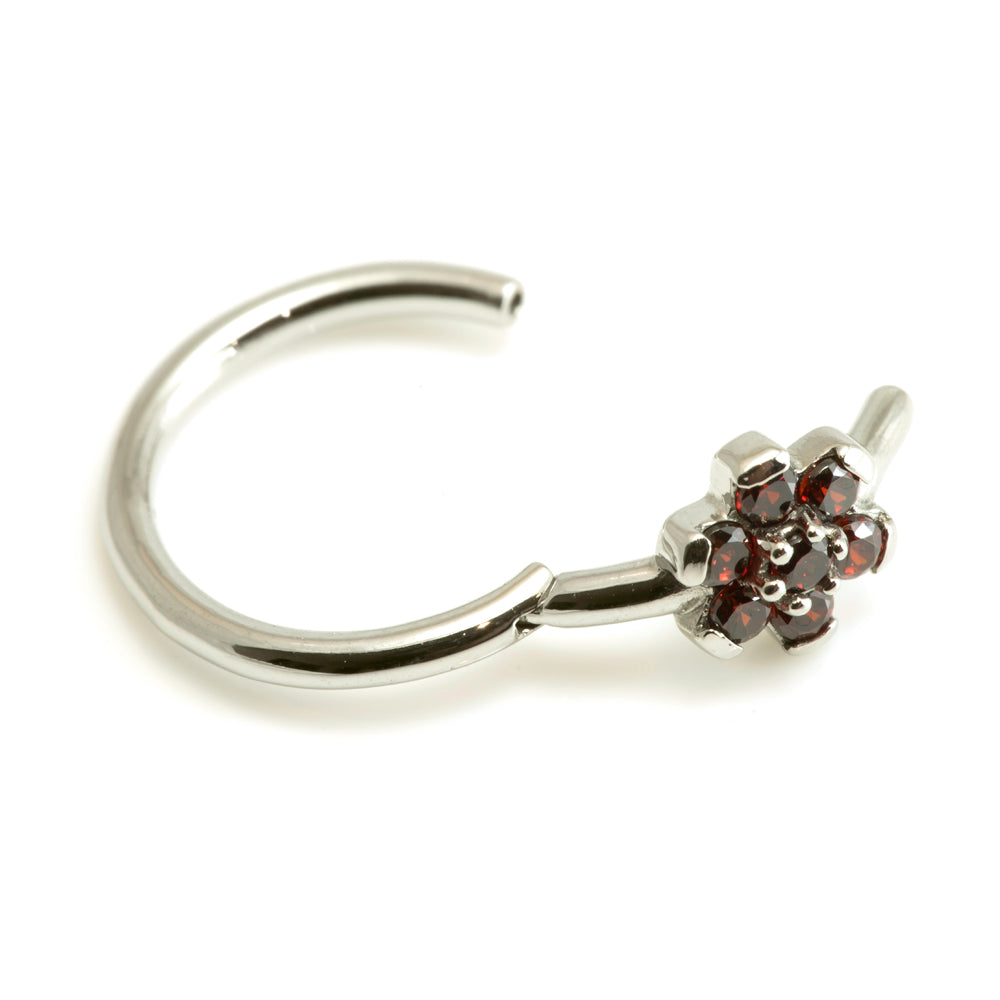 Steel Flower Gem Hinged Micro Ring