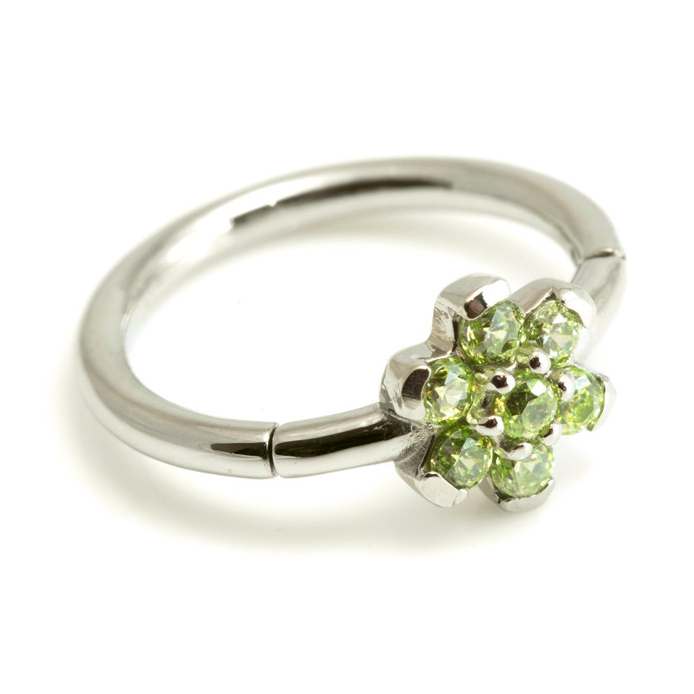 Steel Flower Gem Hinged Micro Ring