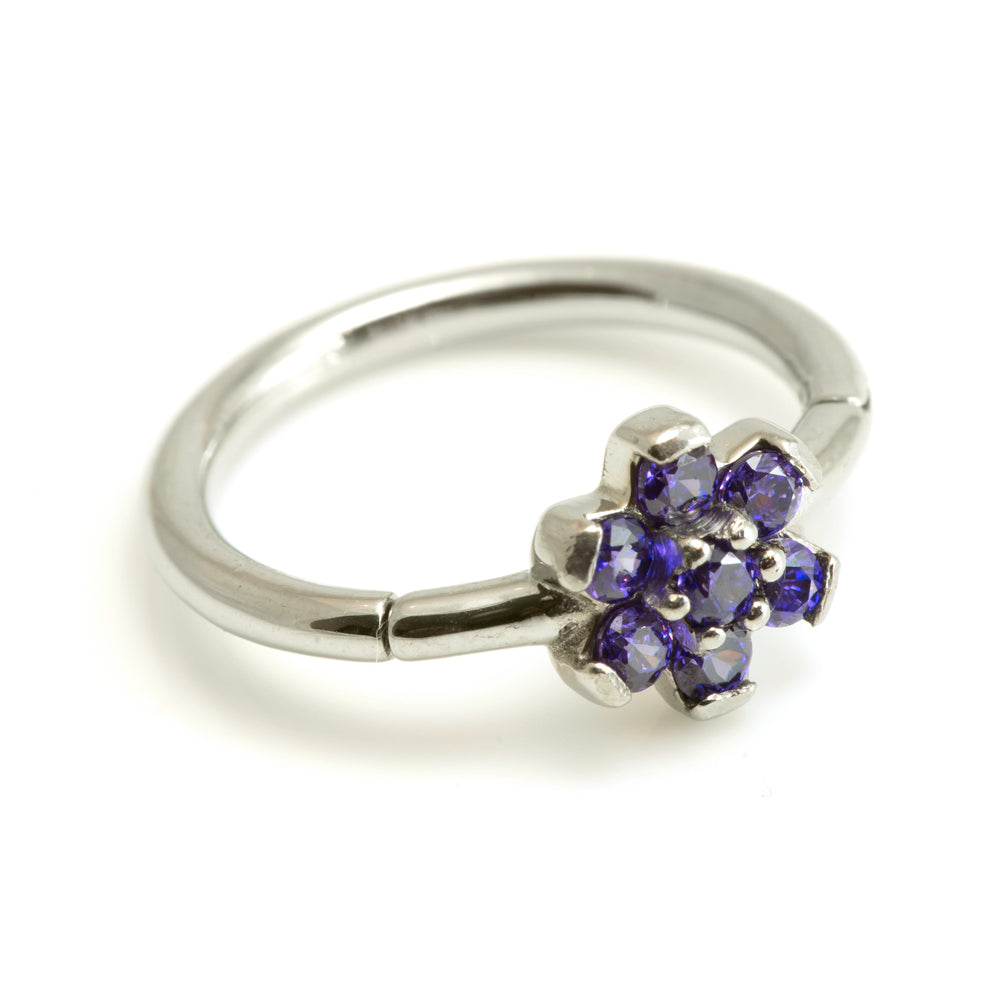 Steel Flower Gem Hinged Micro Ring