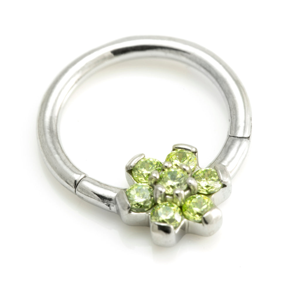 Steel Forward Flower Gem Hinged Micro Ring