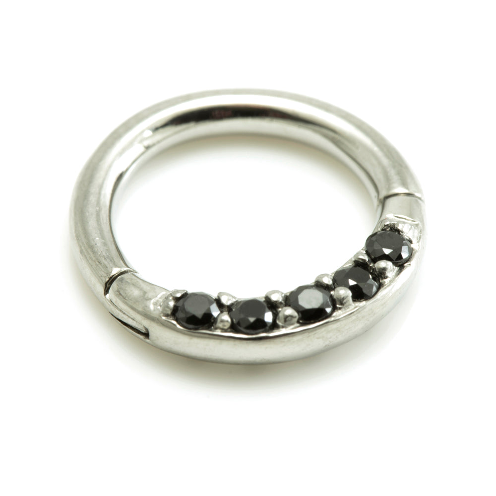 Steel Front Pave Gems Hinged Micro Ring
