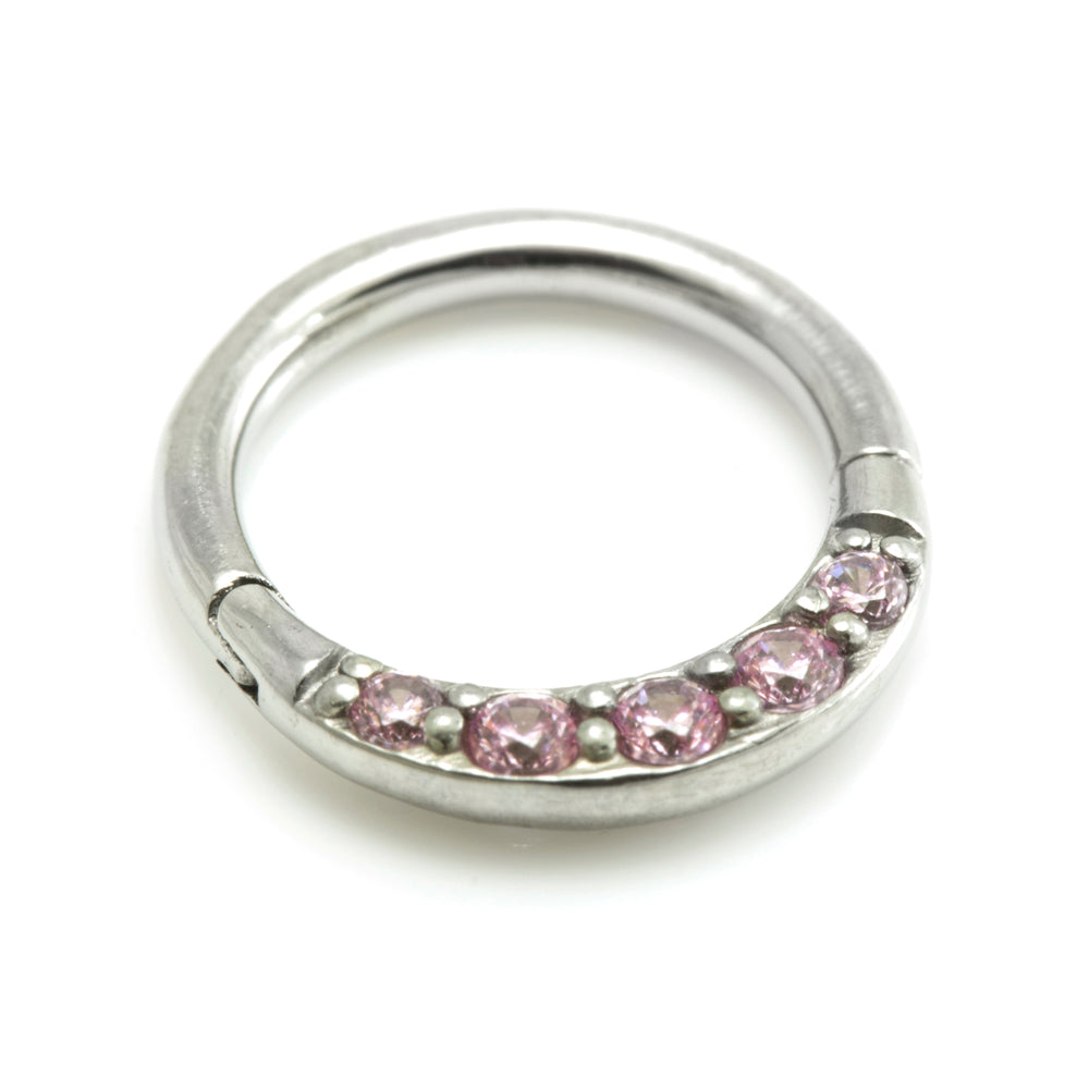 Steel Front Pave Gems Hinged Micro Ring