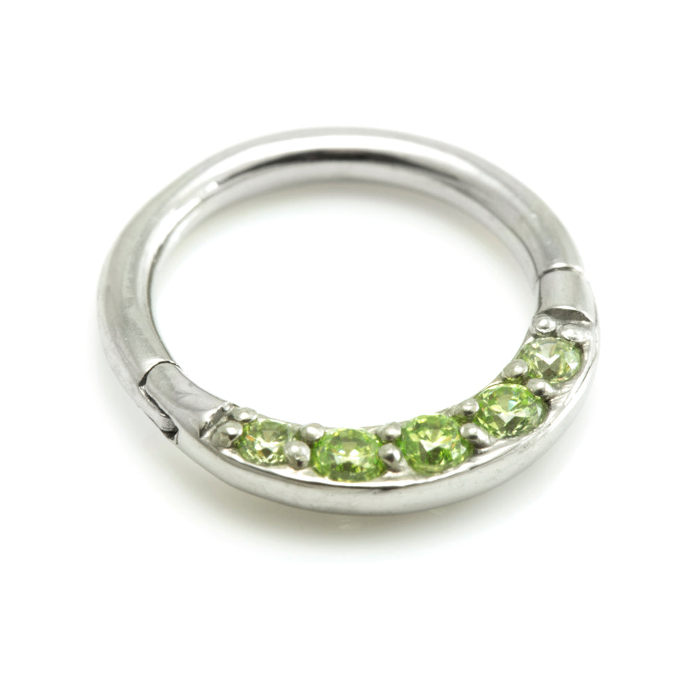 Steel Front Pave Gems Hinged Micro Ring