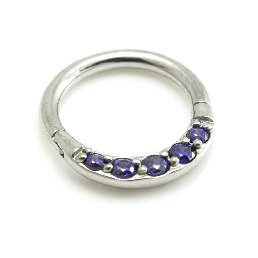 Steel Front Pave Gems Hinged Micro Ring