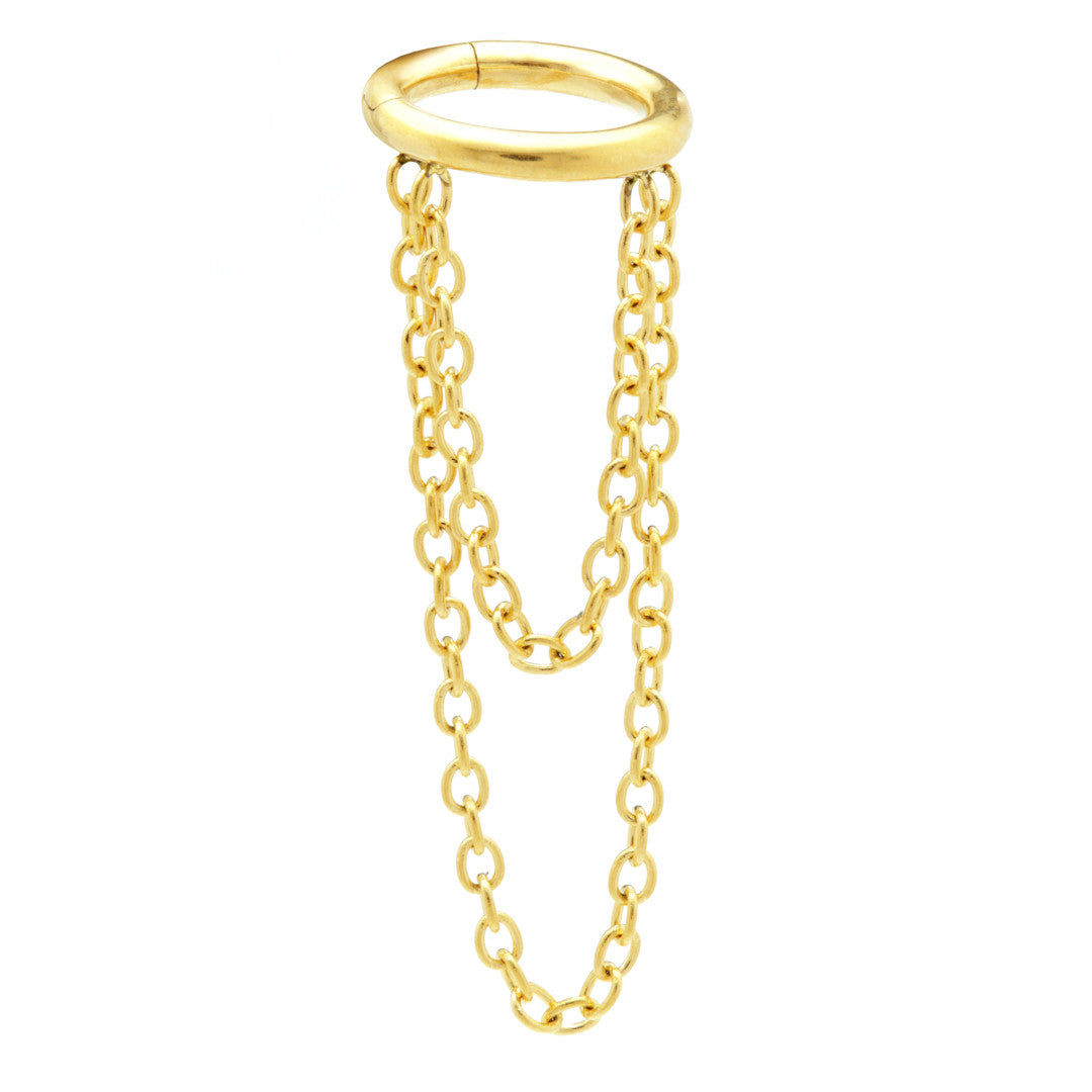 Steel Gold PVD Double Chain Hinged Ring