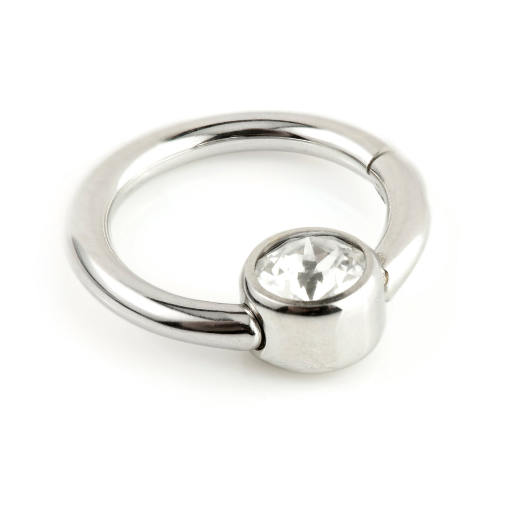 Steel Hinge 4mm Gem Disk BCR Ring