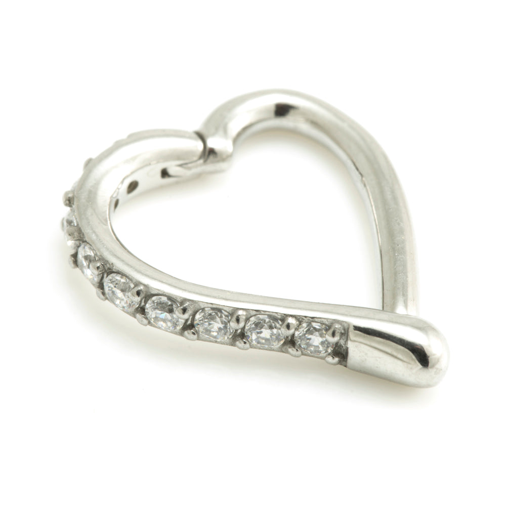 Steel Hinge Side Multi Gem Heart Ring
