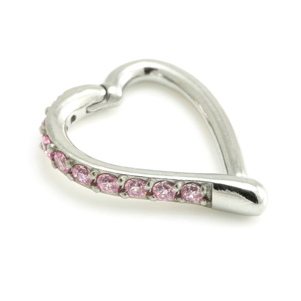Steel Hinge Side Multi Gem Heart Ring