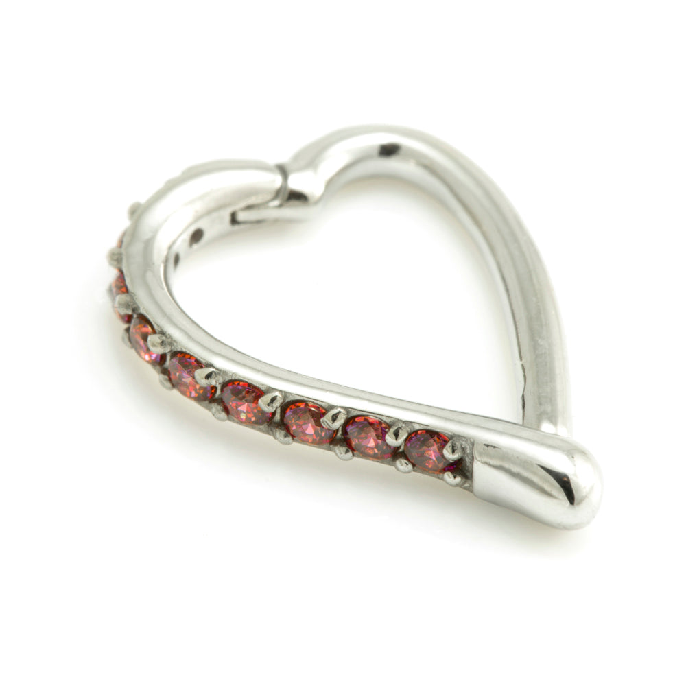 Steel Hinge Side Multi Gem Heart Ring