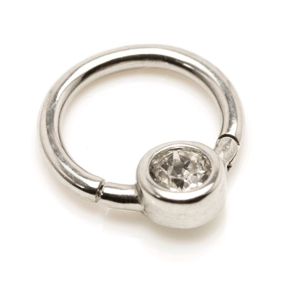 Steel Hinge Smiley Gem BCR Ring