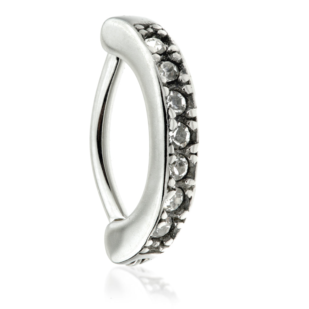 Steel Hinged Pave Jewelled Rook Ring