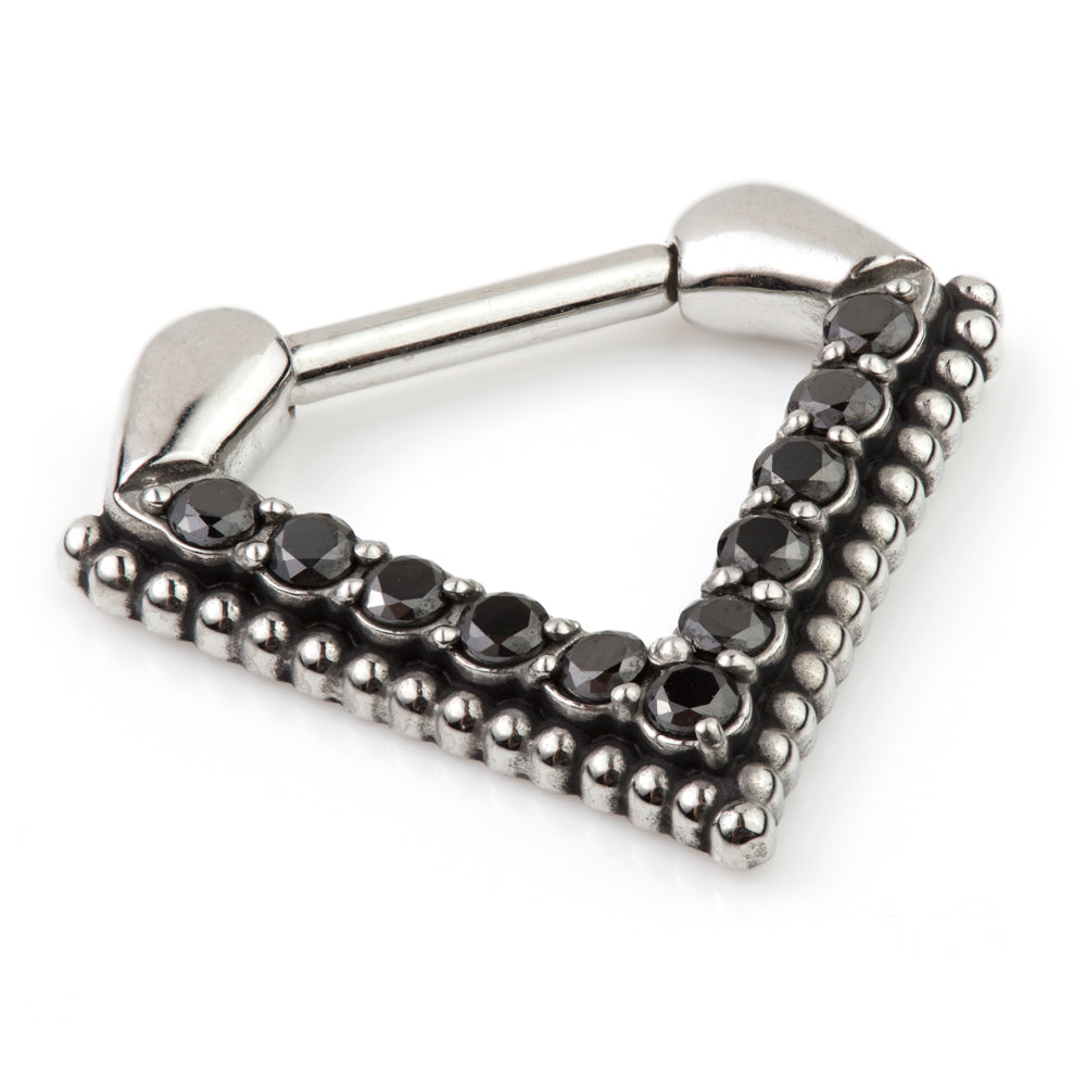 Steel Inverted Jewelled Triangle Septum Ring