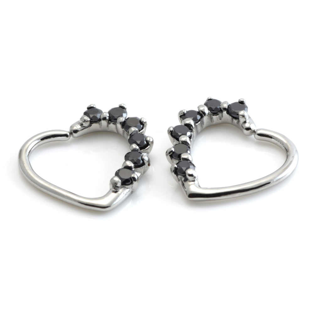 Steel Multi Gem Heart Ring
