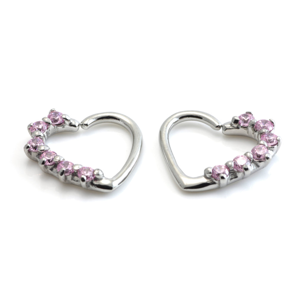 Steel Multi Gem Heart Ring