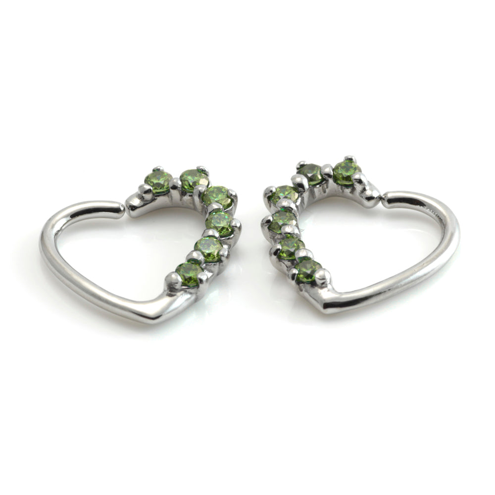 Steel Multi Gem Heart Ring