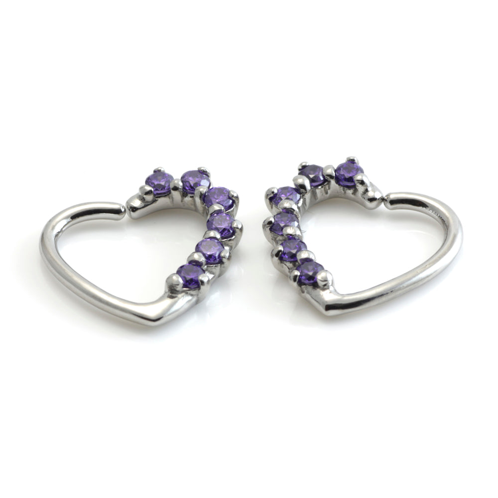Steel Multi Gem Heart Ring