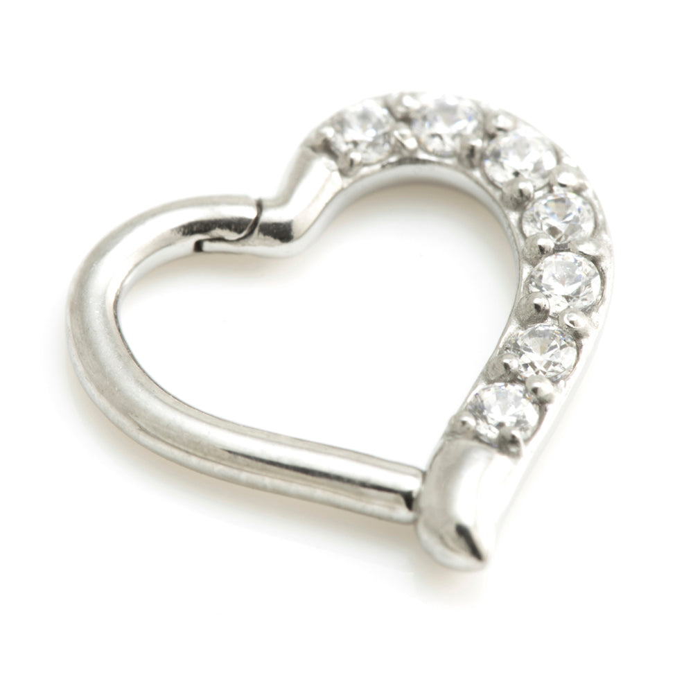 Steel Multi Gem Hinge Heart Ring